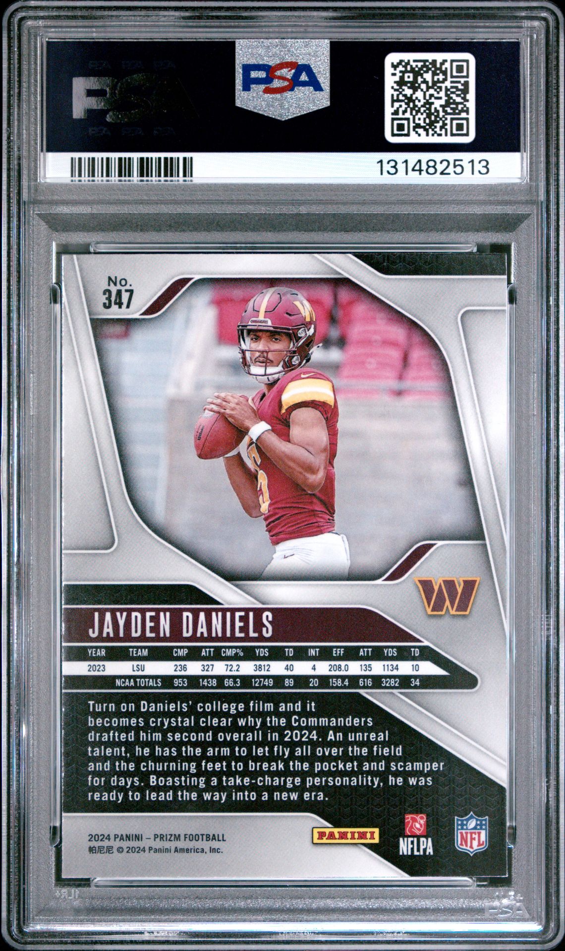 2024 Panini Prizm Jayden Daniels #347 Mint 9 back