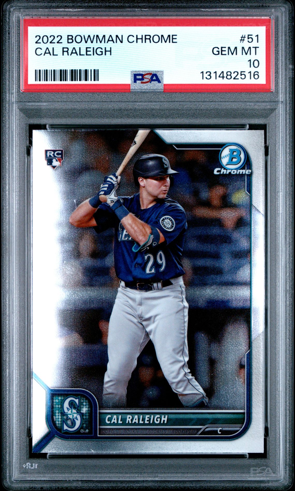 2022 Bowman Chrome Cal Raleigh #51 Gem Mt 10 front