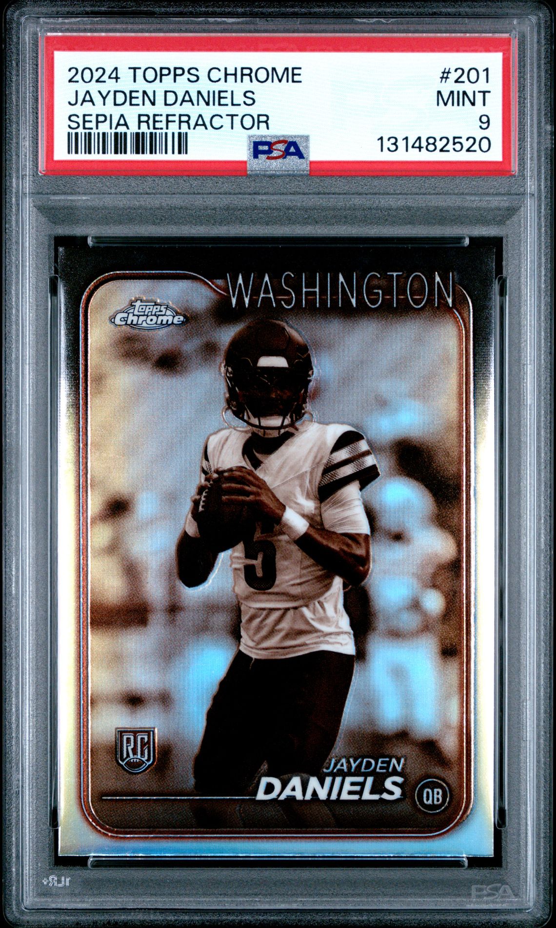 2024 Topps Chrome Jayden Daniels #201 (Sepia Refractor) Mint 9 front
