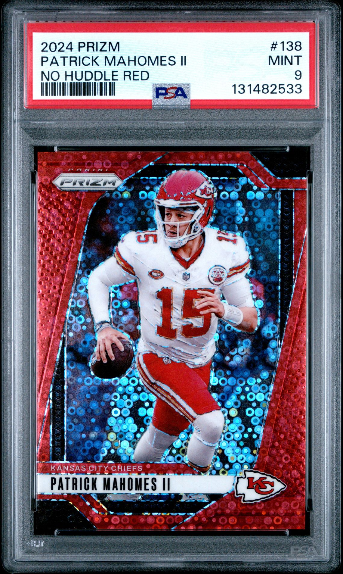 2024 Panini Prizm Patrick Mahomes Ii #138 (No Huddle Red) Mint 9 front