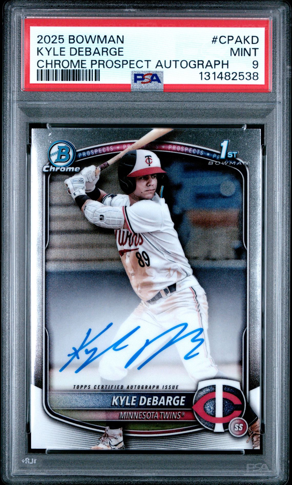 2025 Bowman Chrome Prospect Autographs Kyle Debarge #Cpakd Mint 9 front