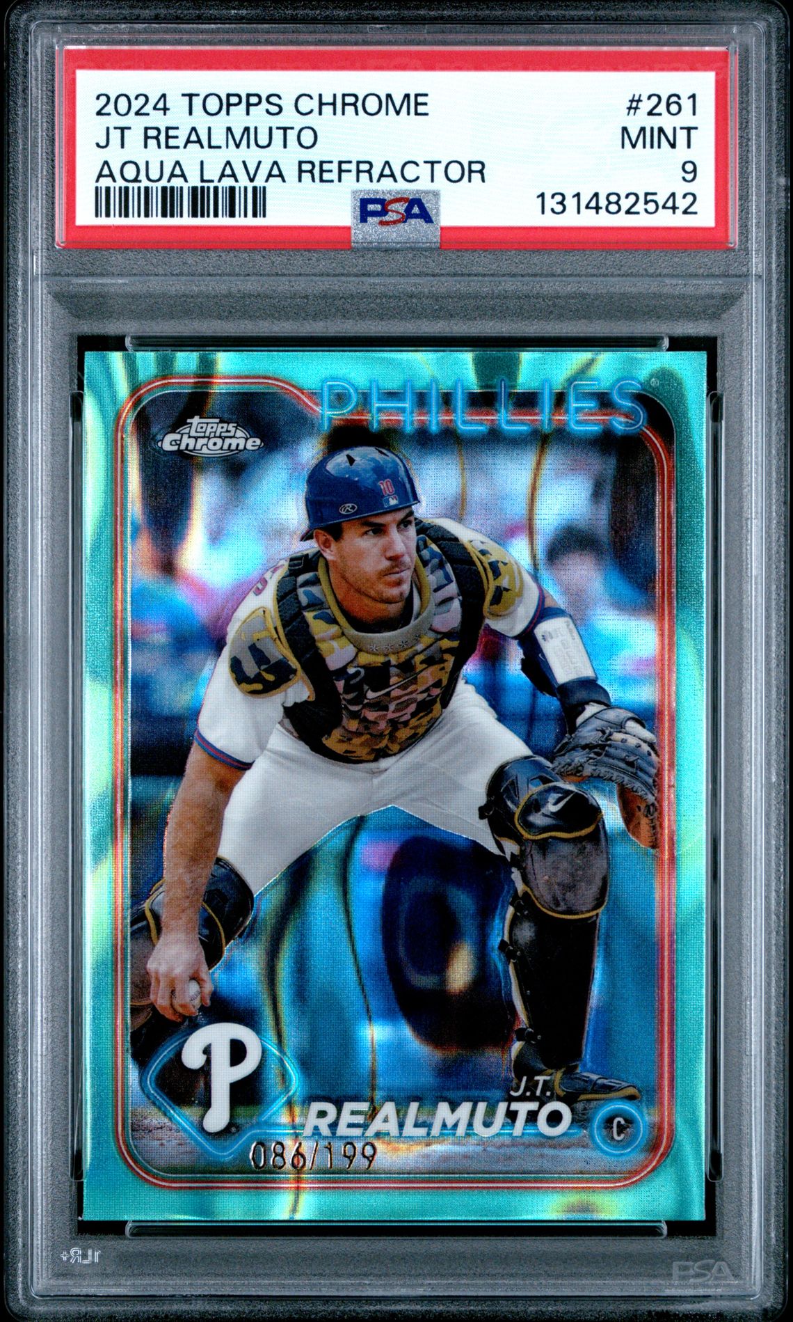 2024 Topps Chrome Jt Realmuto #261 (Aqua Lava Refractor) Mint 9 front