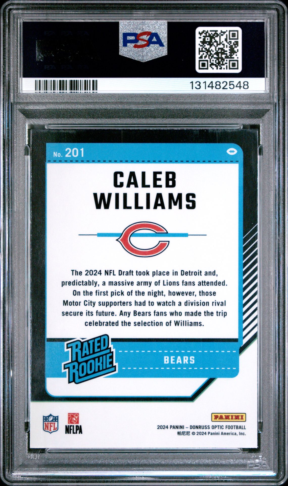 2024 Panini Donruss Optic Caleb Williams #201 Nm-Mt 8 back