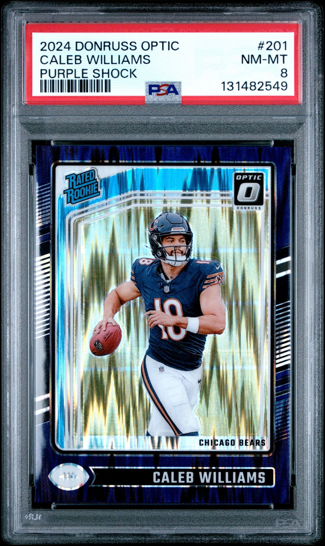 2024 Panini Donruss Optic Caleb Williams #201 (Purple Shock) Nm-Mt 8 front