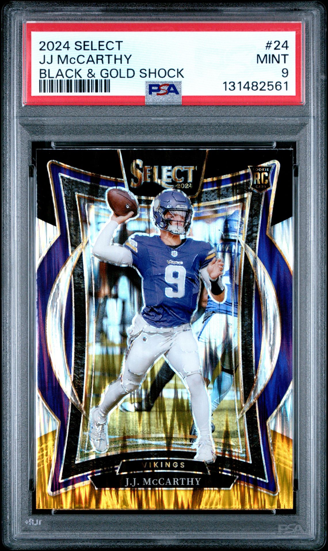 2024 Panini Select Jj Mccarthy #24 (Black & Gold Shock) Mint 9 front