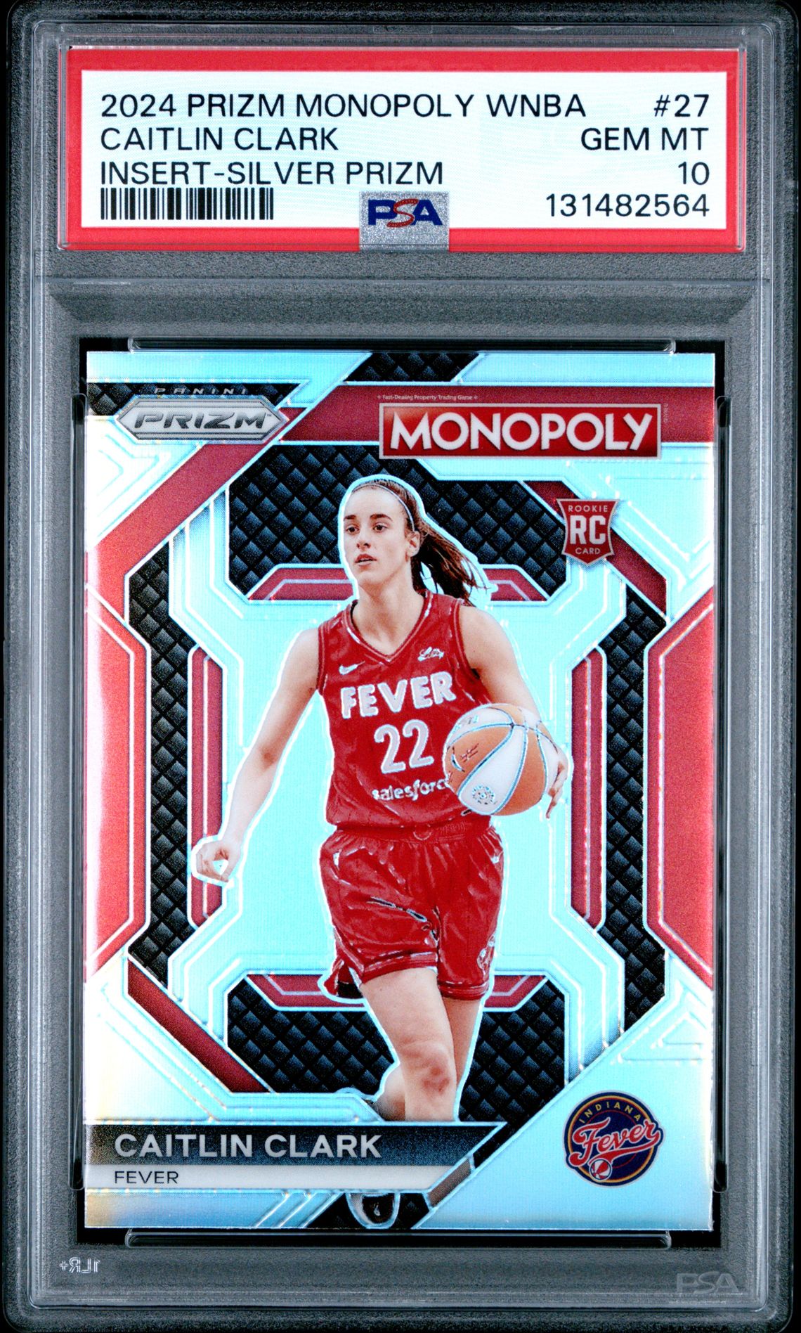 2024 Panini Prizm Monopoly Wnba Insert Caitlin Clark #27 (Insert-Silver Prizm) Gem Mt 10 front view - PSA graded GEM MT 10