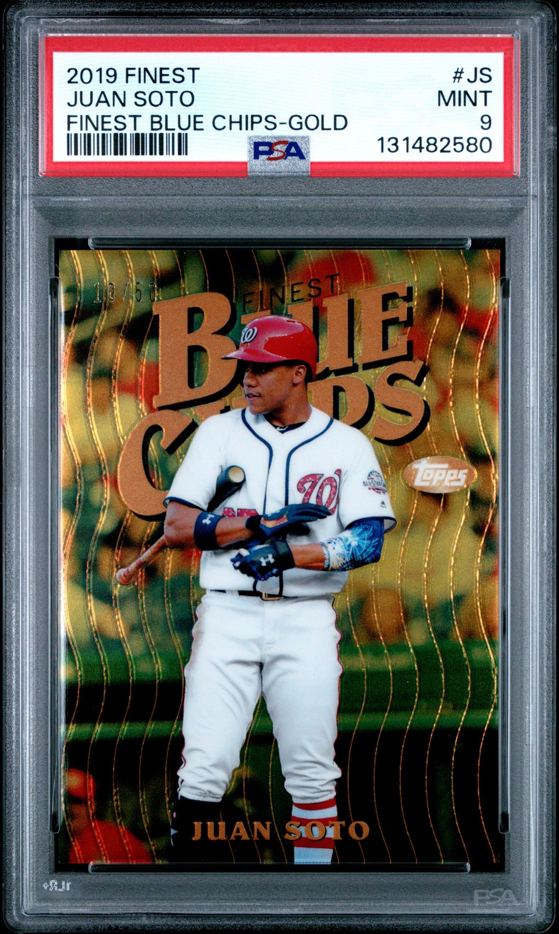 2019 Finest Finest Blue Chips Juan Soto #Js (Finest Blue Chips-Gold) Mint 9 front