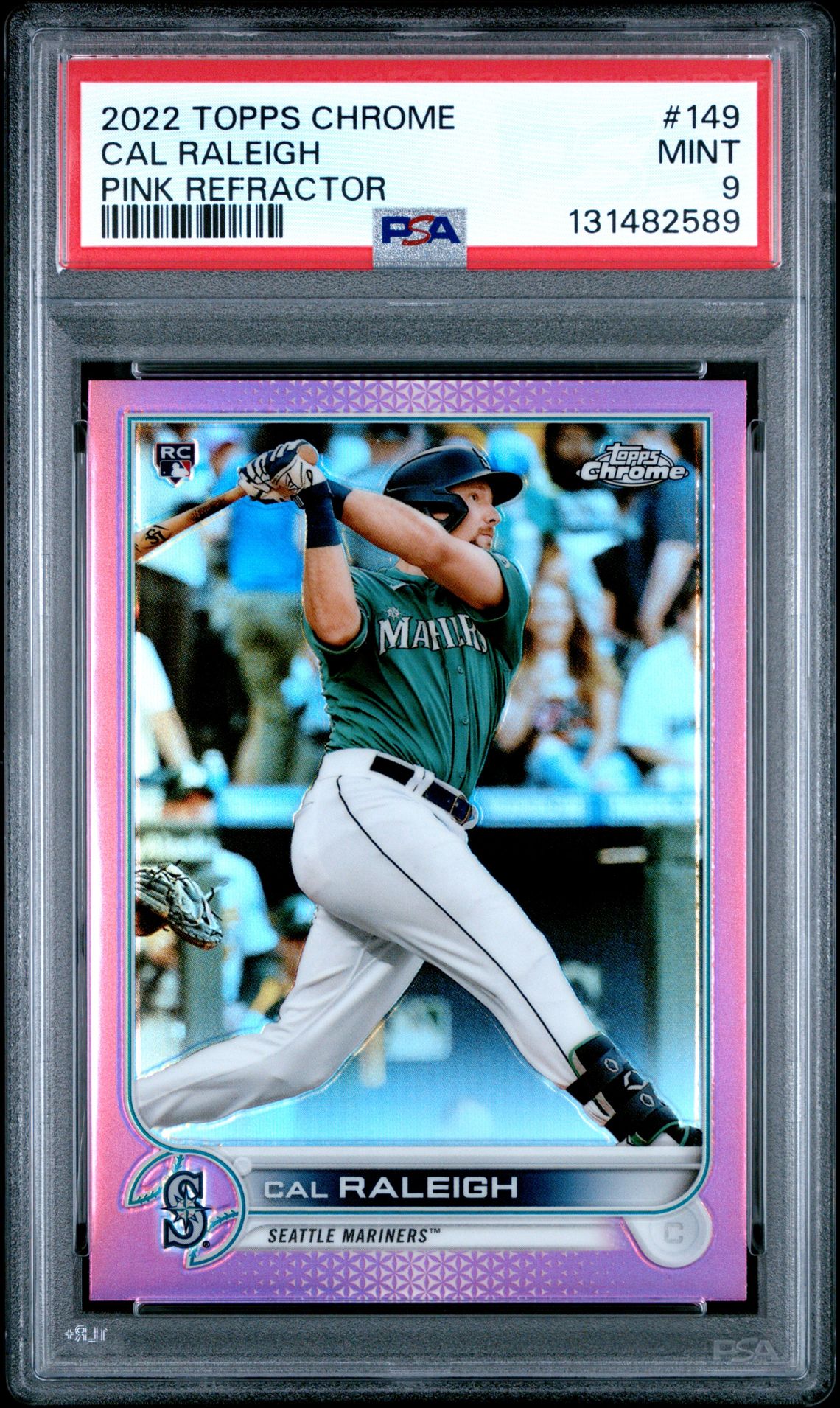 2022 Topps Chrome Cal Raleigh #149 (Pink Refractor) Mint 9 front
