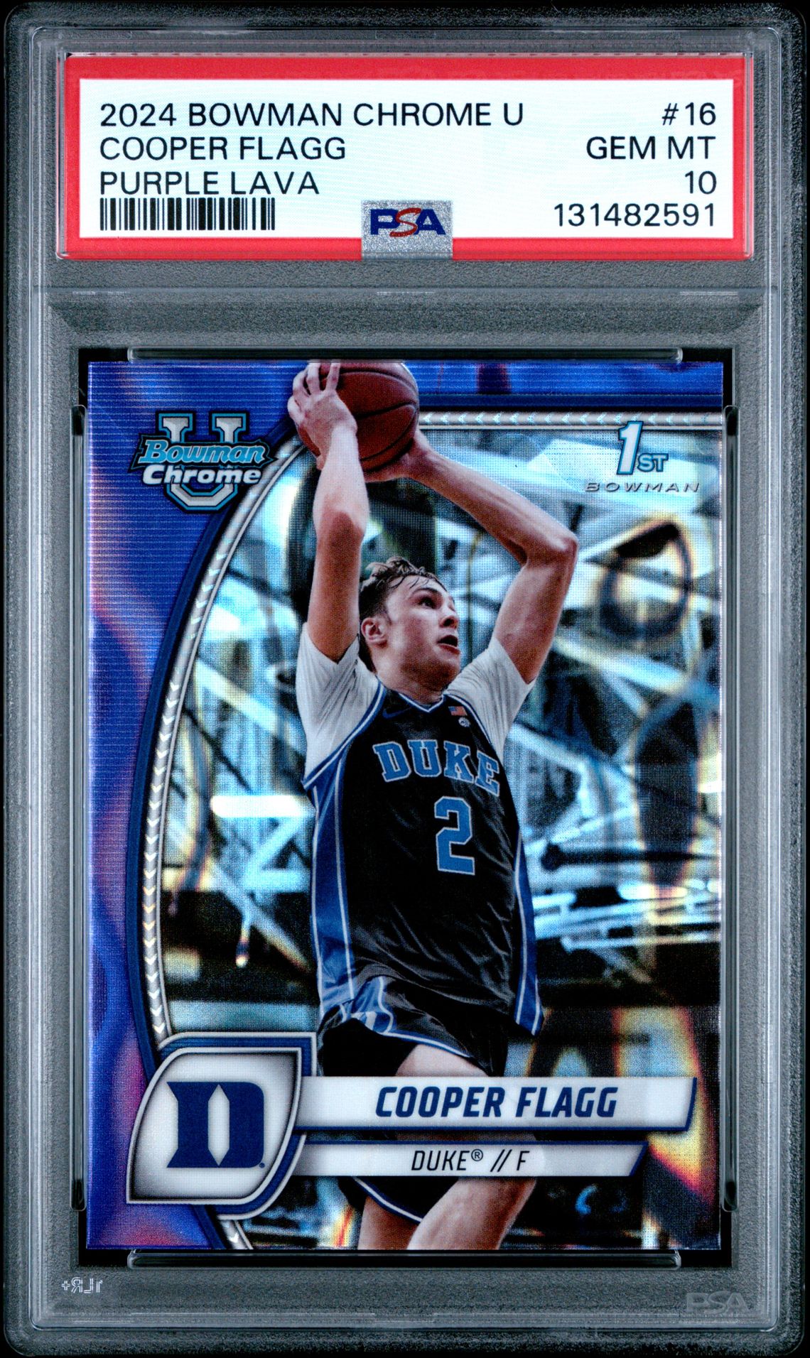 2024 Bowman Chrome University Cooper Flagg #16 (Purple Lava) Gem Mt 10 front