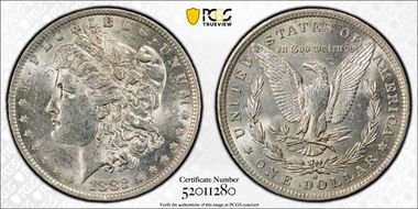1882-O/S $1 VAM 3, O/S Flush AU58