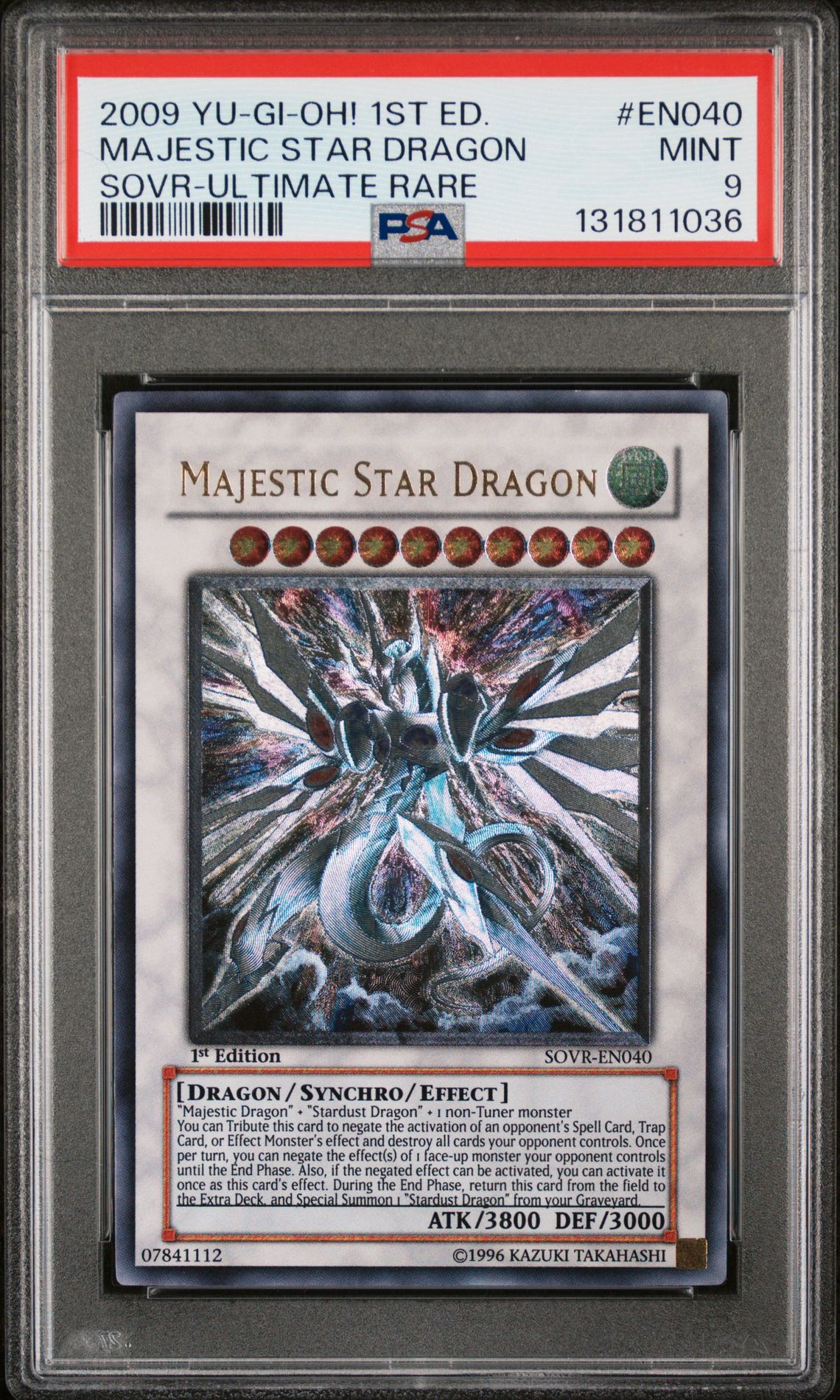 2009 Yu-Gi-Oh! YU-GI-OH! SOVR-STARDUST OVERDRIVE ULTIMATE RARE #EN040 Majestic Star Dragon front