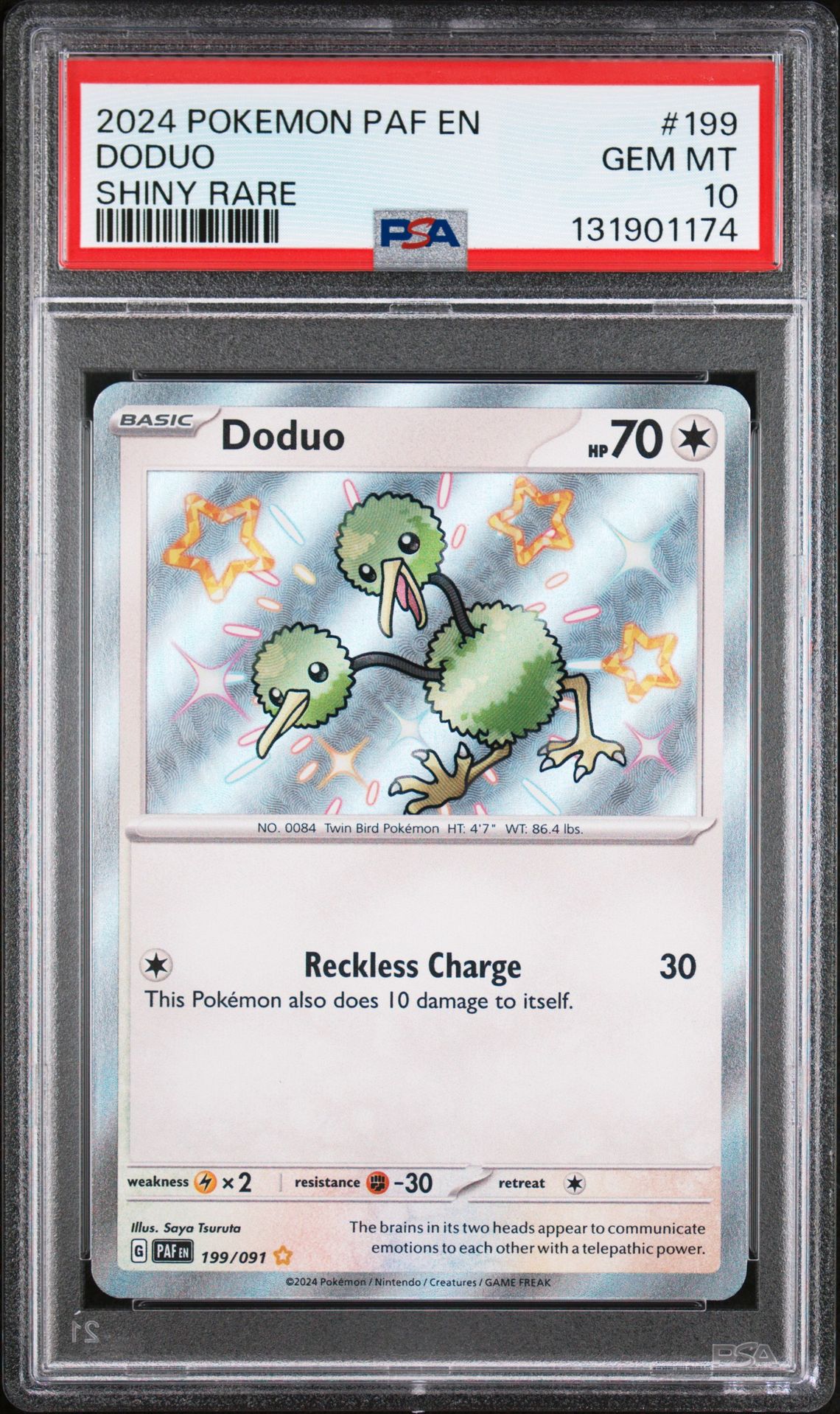 2024 Pokemon Paf En-Paldean Fates Doduo #199 (Shiny Rare) Gem Mt 10 front