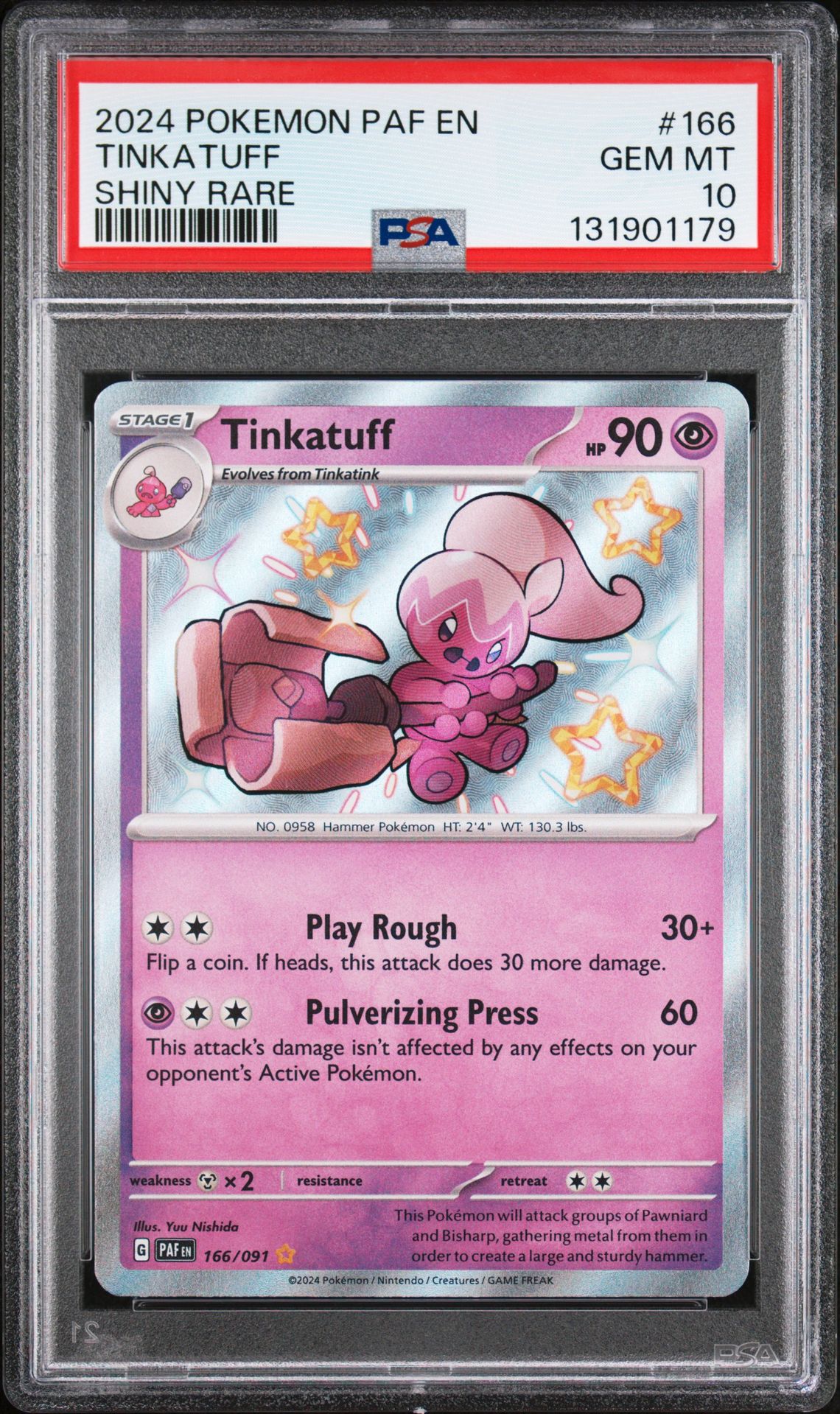 2024 Pokemon Paf En-Paldean Fates Tinkatuff #166 (Shiny Rare) Gem Mt 10 front