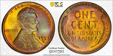 1957-D 1C MS66RB