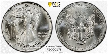 1986 $1 Silver Eagle MS69