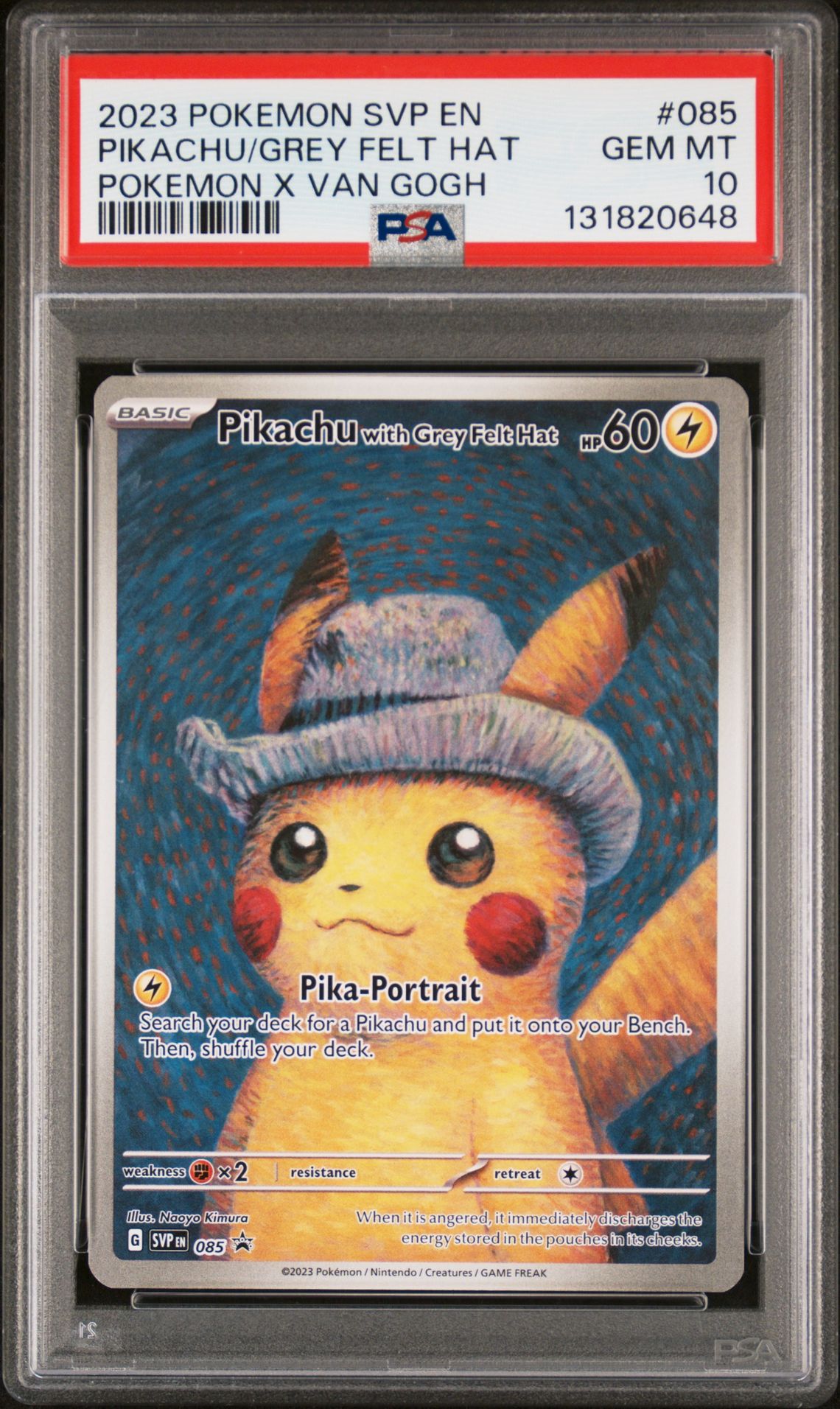 2023 Pokemon Black Star Promo Pokemon X Van Gogh #085 Pikachu/Grey Felt Hat front