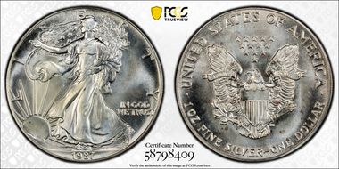 1987 $1 Silver Eagle MS67
