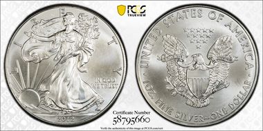 2012 $1 Silver Eagle MS68