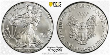 2016 $1 Silver Eagle  30th Anniversary MS68