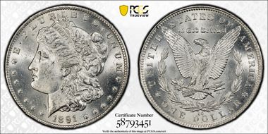 1891-CC $1 VAM 3, Spitting Eagle MS62