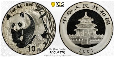 2001 10 Yn Panda Silver PAN-347A MS69