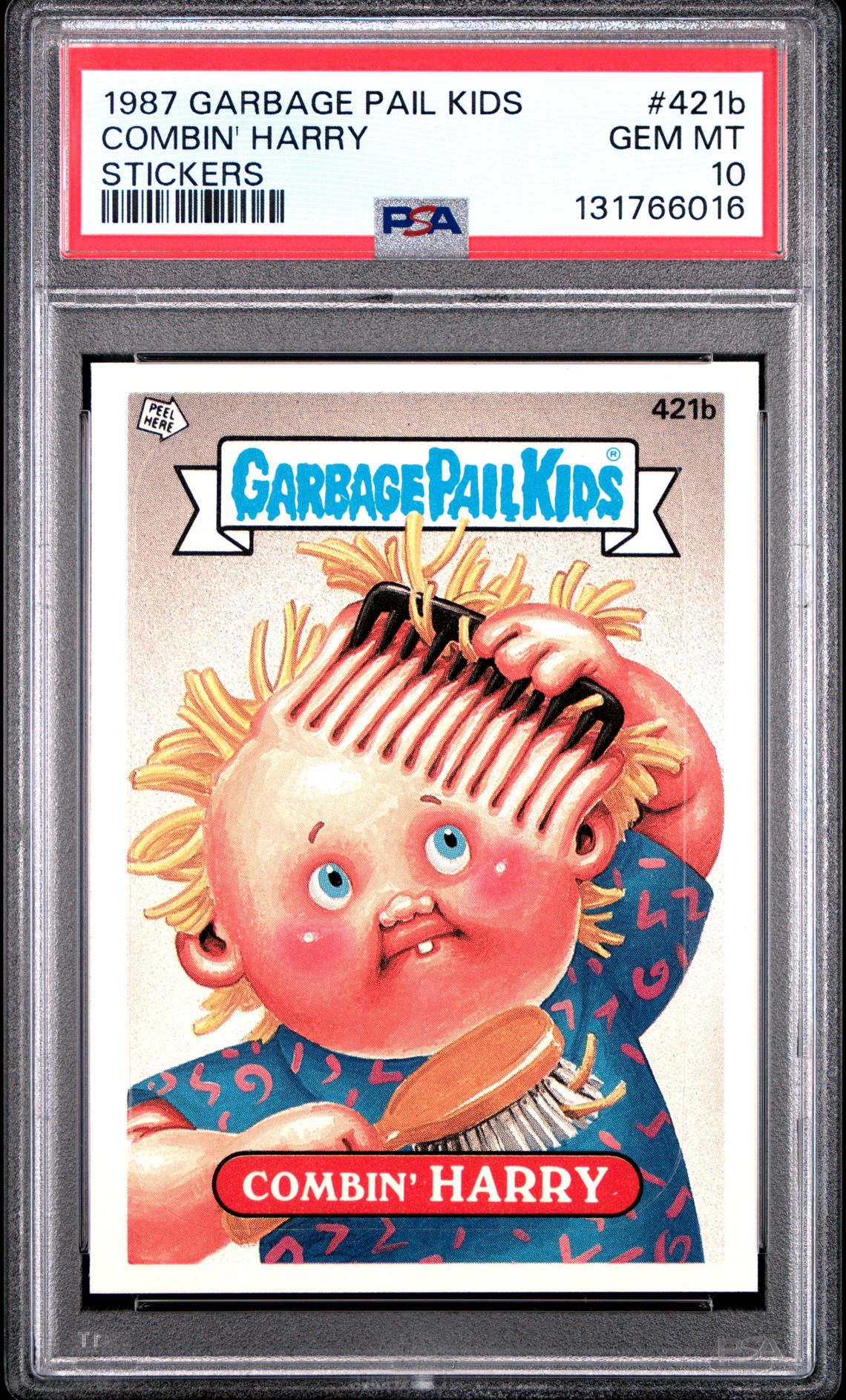 1987 Topps GARBAGE PAIL KIDS STICKERS #421B Combin' Harry front