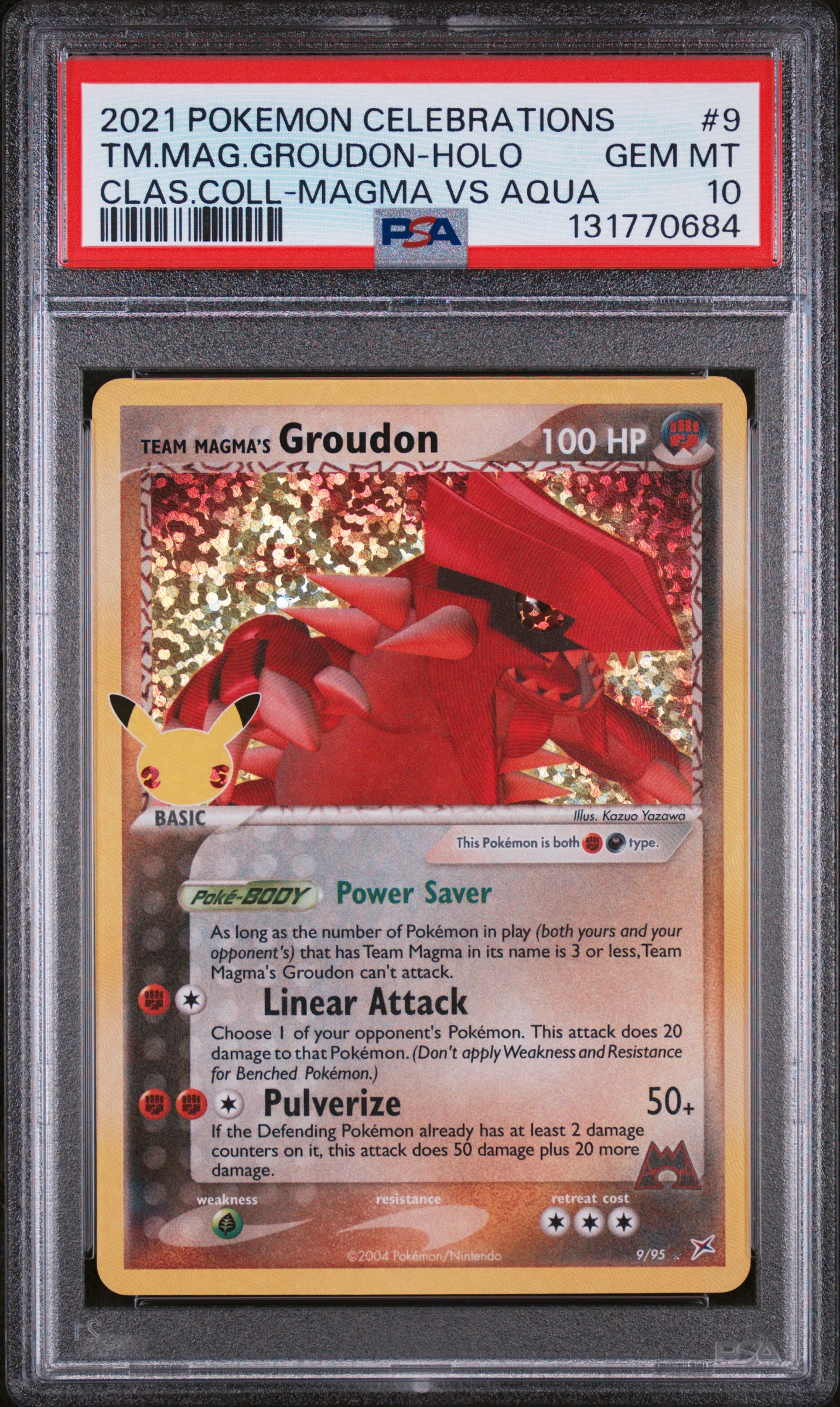 2021 #9 Team Magma's Groudon-Holo PSA 10 Celebrations Classic Collection