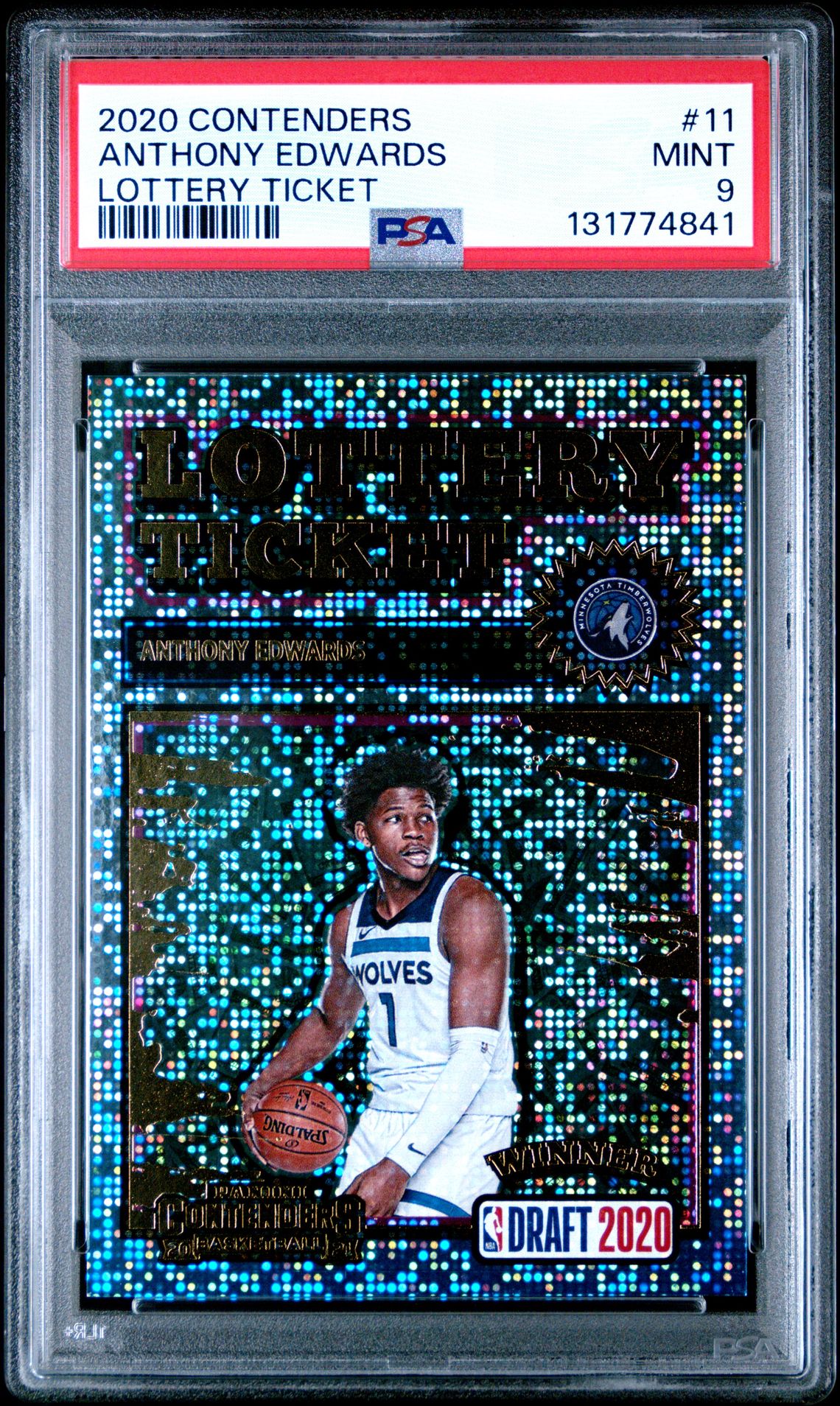 2020 Panini Contenders Lottery Ticket Anthony Edwards #11 (Lottery Ticket) Mint 9 front