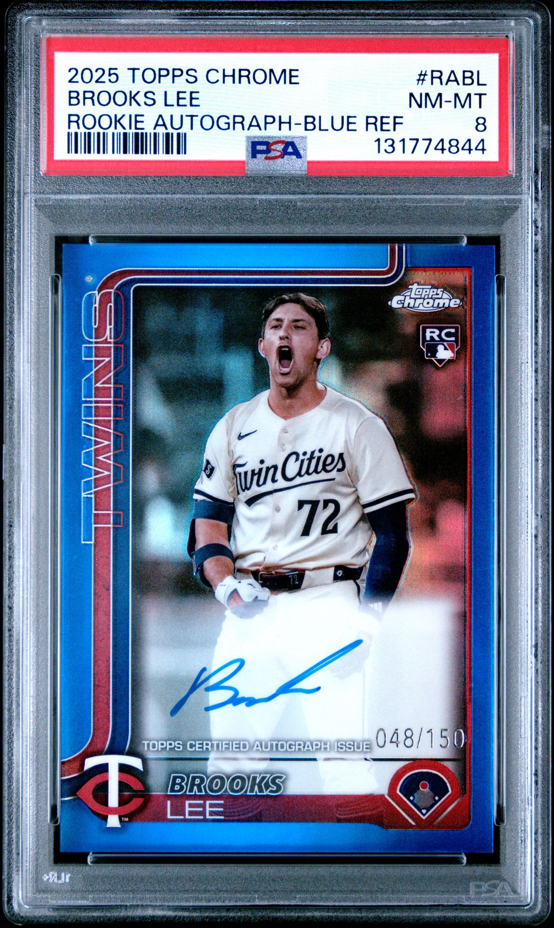 2025 Topps Chrome Rookie Autographs Brooks Lee #Rabl (Rookie Autograph-Blue Ref) Nm-Mt 8 front