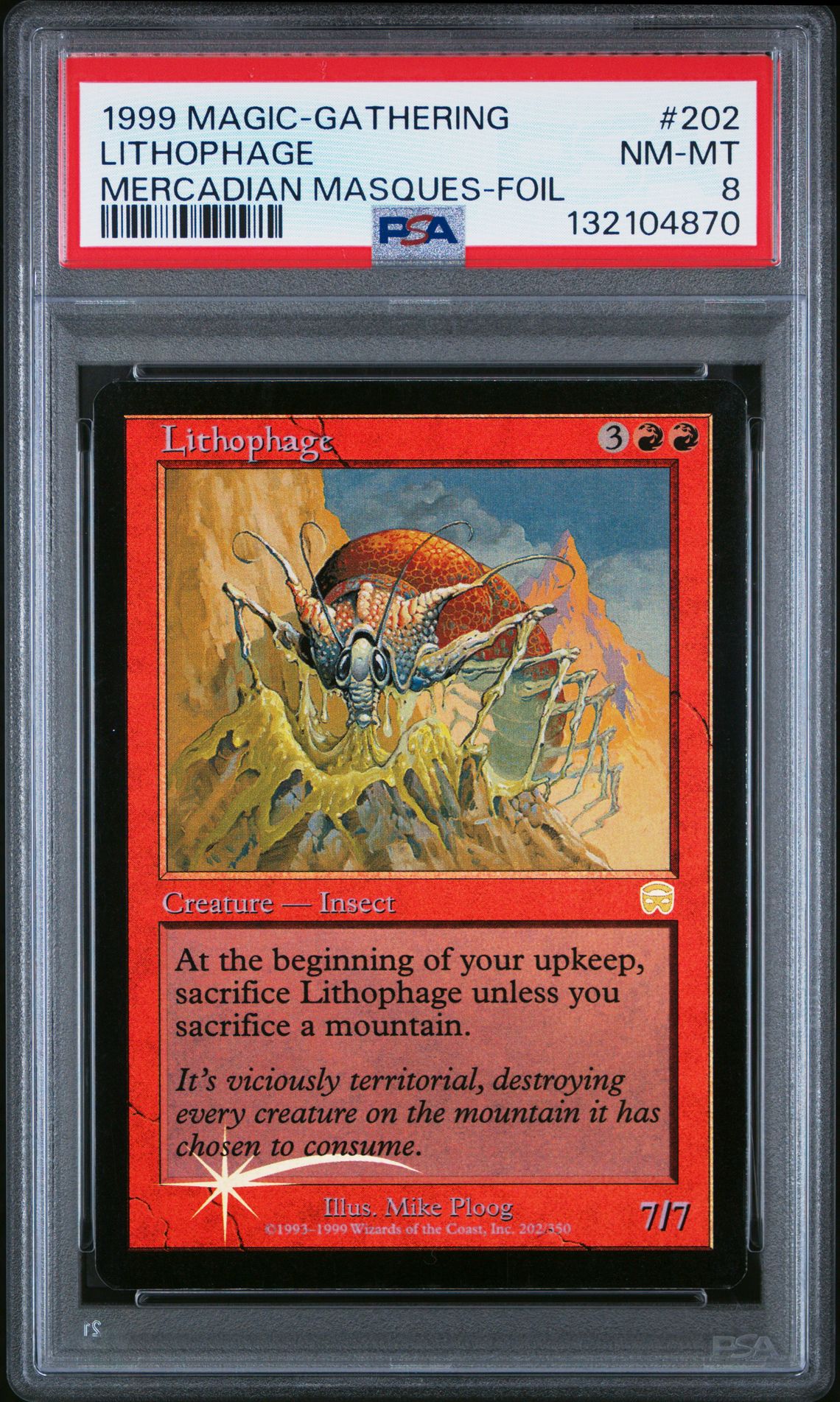 1999 MTG MAGIC THE GATHERING MERCADIAN MASQUES FOIL #202 Lithophage front