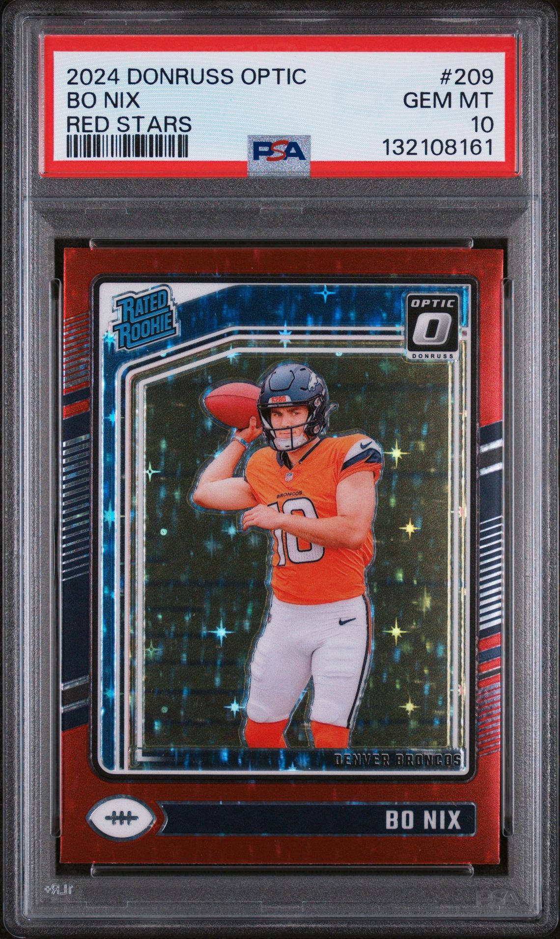 2024 Panini Donruss Optic Bo Nix #209 (Red Stars) Gem Mt 10 front