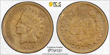 1909-S 1C Indian VF20BN
