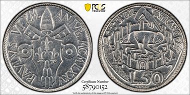 1975 50 Lire Holy Year Anno IVB MS68