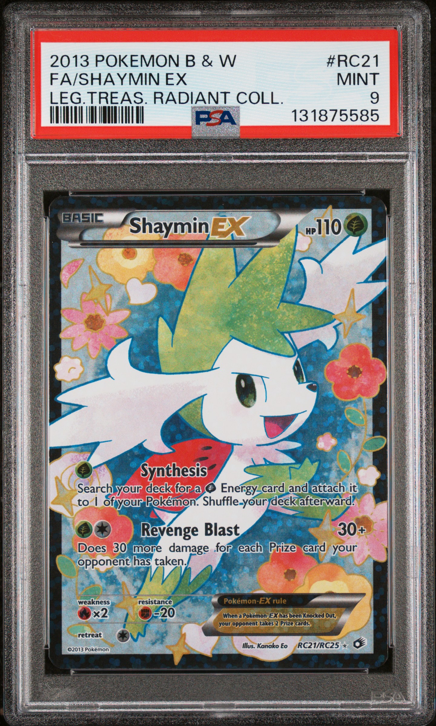 2013 #RC21 Full Art/Shaymin EX PSA 9 Black & White Legendary Treasures Radiant Collection