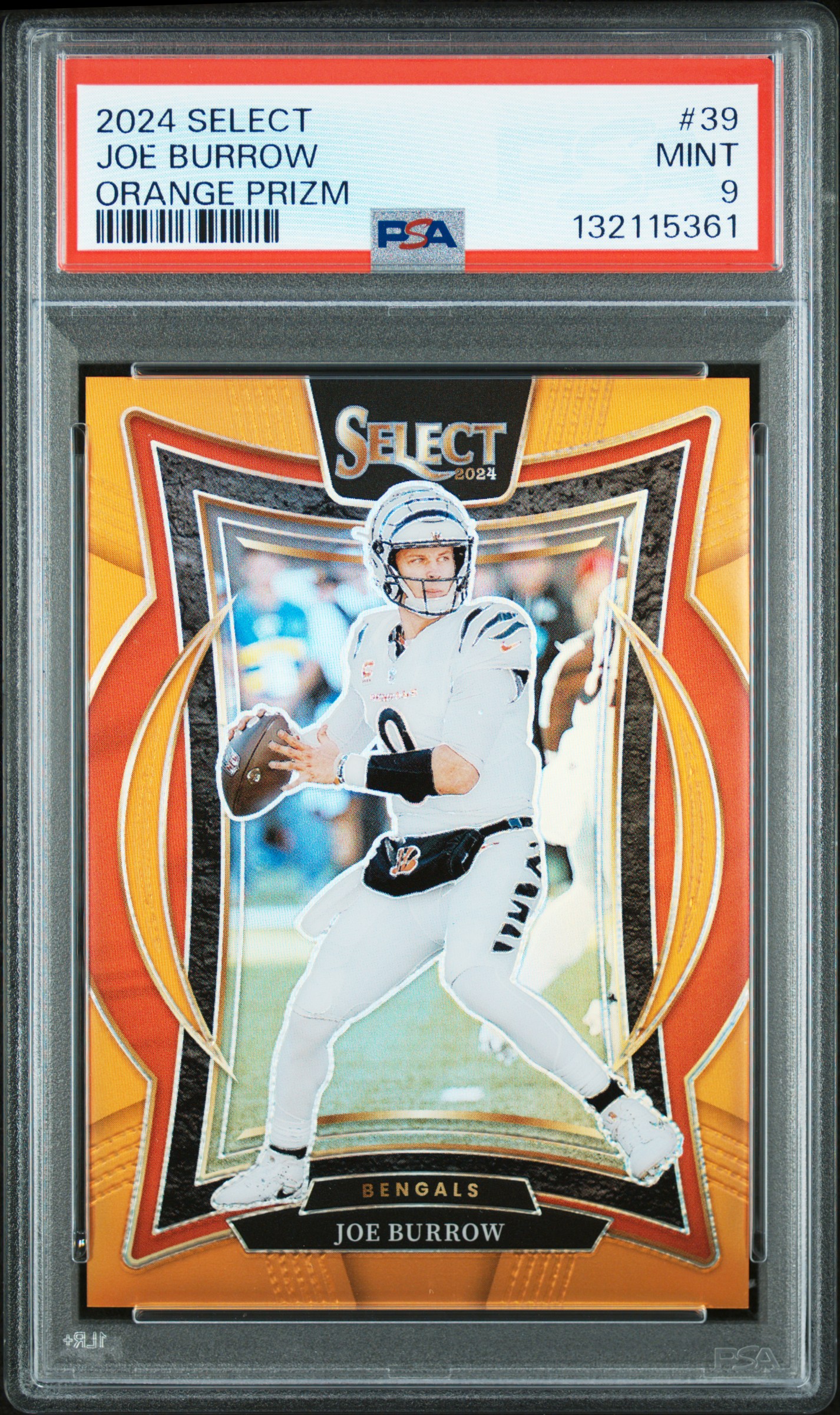 2024 PANINI SELECT ORANGE PRIZM #39 JOE BURROW 20/49 PSA 9