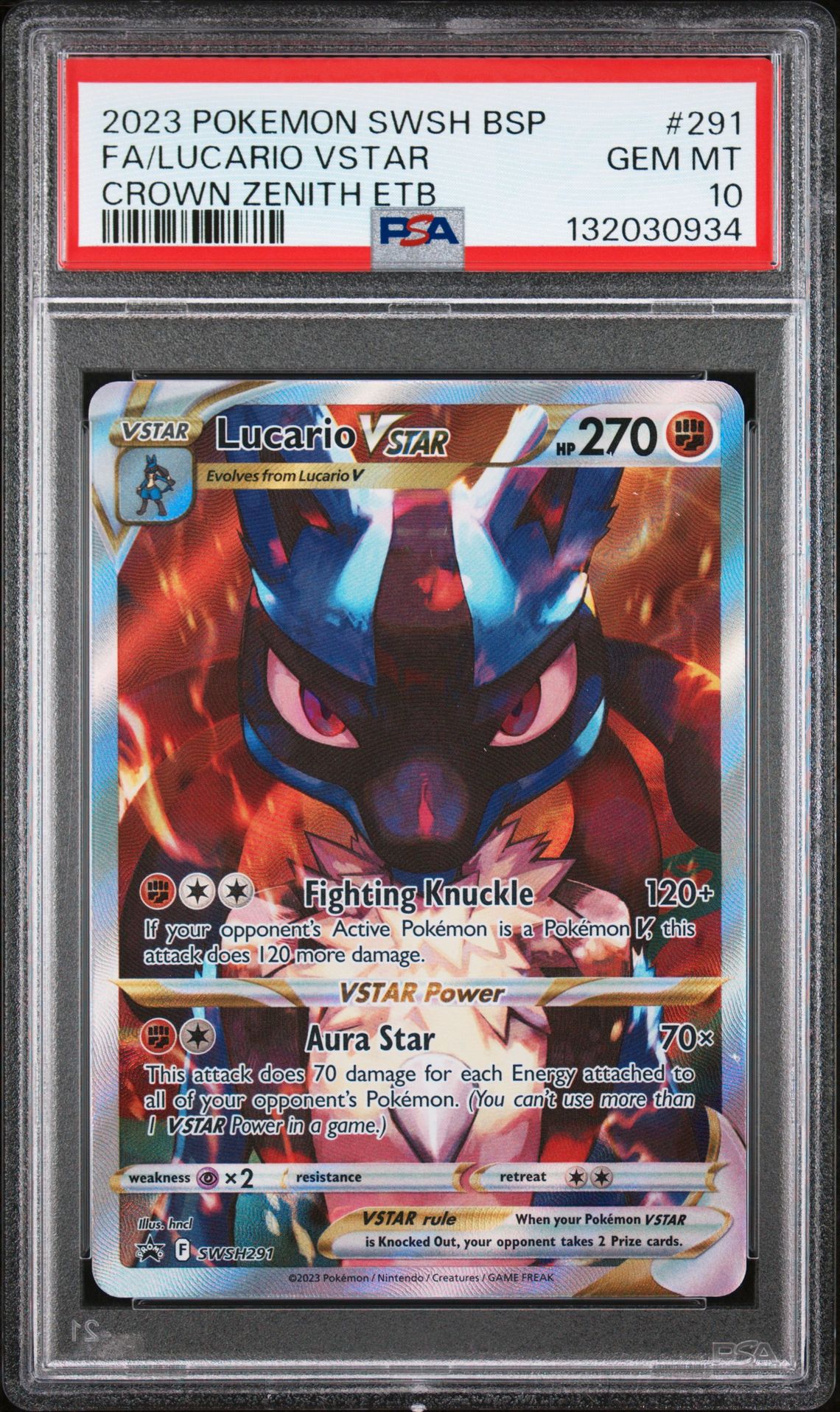 2023 Pokemon POKEMON SWSH BLACK STAR PROMO CROWN ZENITH ETB #291 Fa/Lucario Vstar front