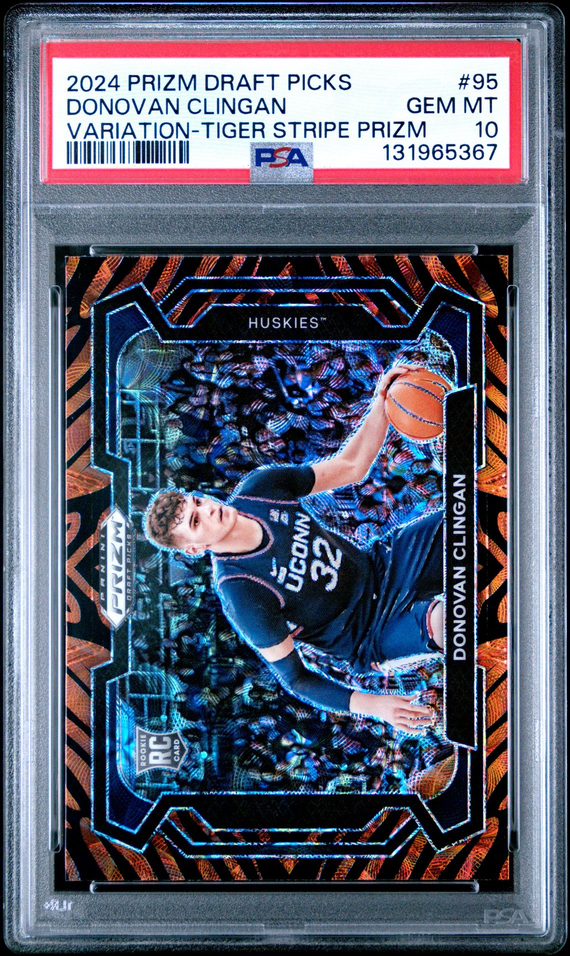 2024 Panini PANINI PRIZM DRAFT PICKS VARIATION-TIGER STRIPE PRIZM #95 Donovan Clingan front