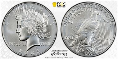 2025 $1 Peace Dollar MS70