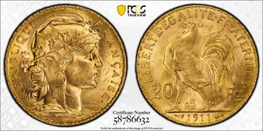 1911 20 Fr Gad-1064a F-535 Refrappe MS64