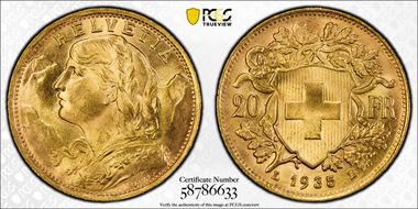 1935 LB 20 Fr KM-35.1  Au MS66