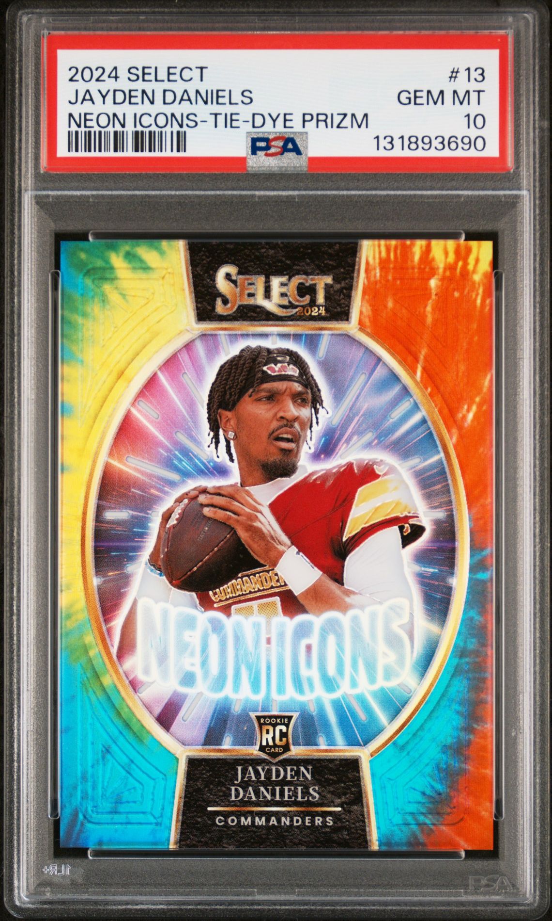 2024 Panini PANINI SELECT NEON ICONS TIE-DYE PRIZM #13 Jayden Daniels front