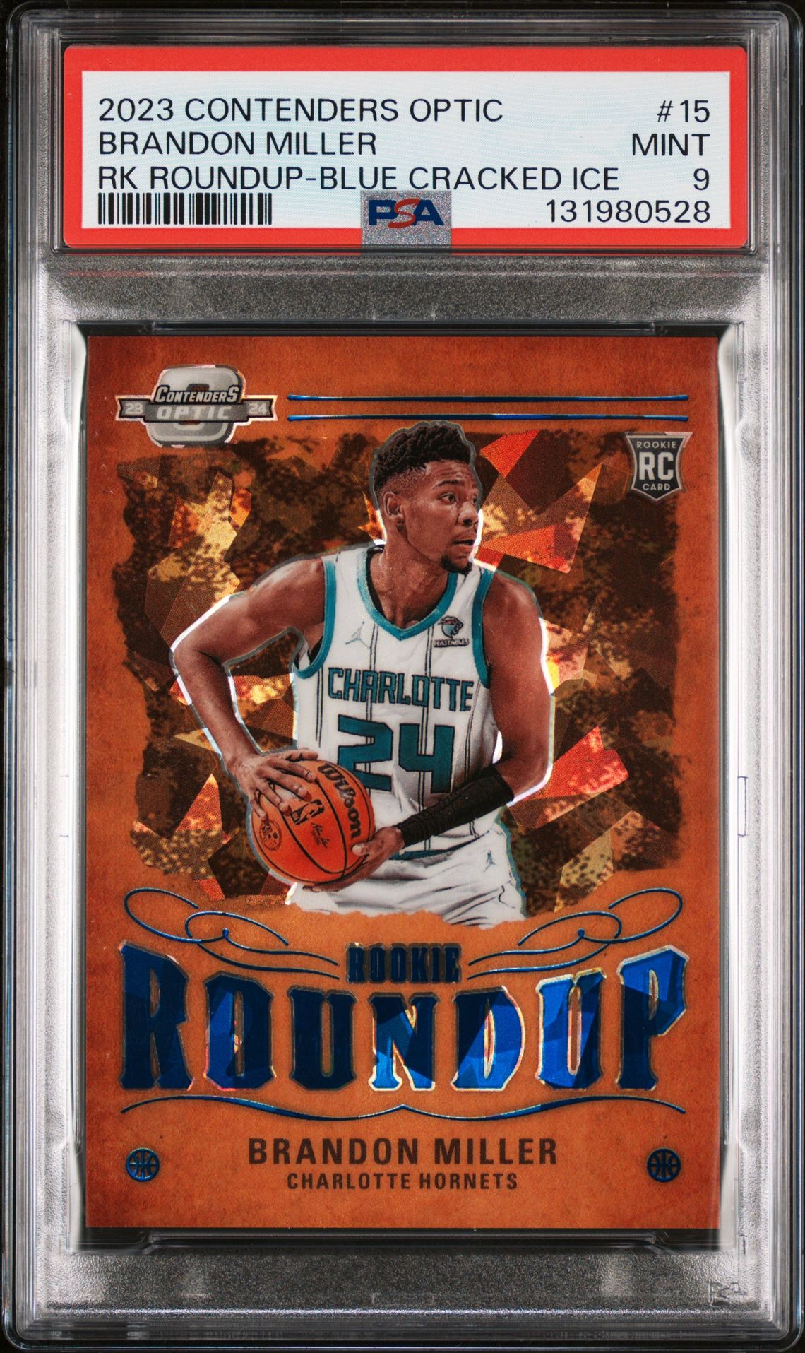 2023 Panini PANINI CONTENDERS OPTIC ROOKIE ROUNDUP RK ROUNDUP-BLUE CRACKED ICE #15 Brandon Miller front