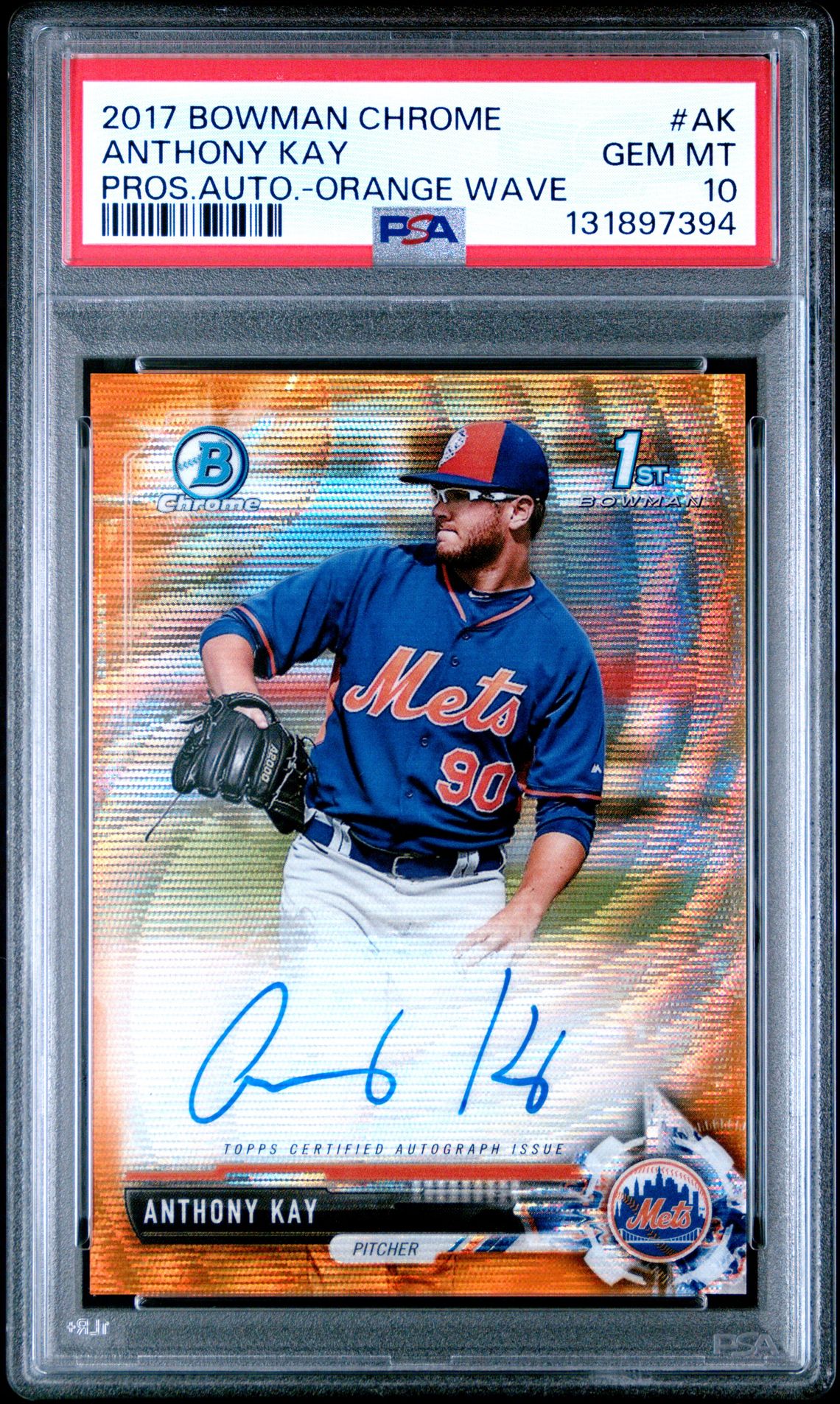 2017 Bowman BOWMAN CHROME PROSPECT AUTOGRAPHS PROS.AUTO.-ORANGE WAVE #AK Anthony Kay front