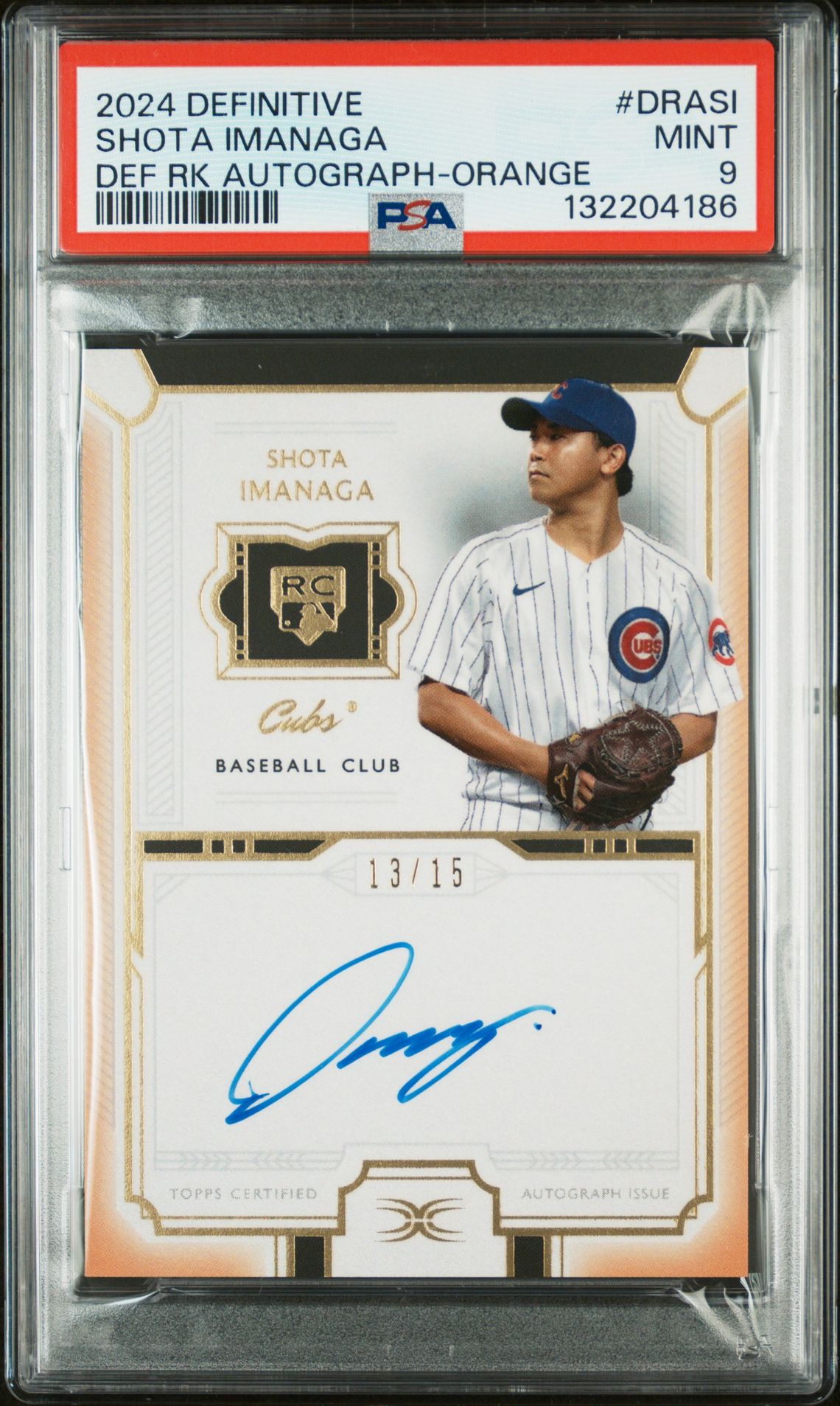 2024 Topps Definitive Collection Definitive Rookie Autographs Shota Imanaga #Drasi (Def Rk Autograph-Orange) Mint 9 front