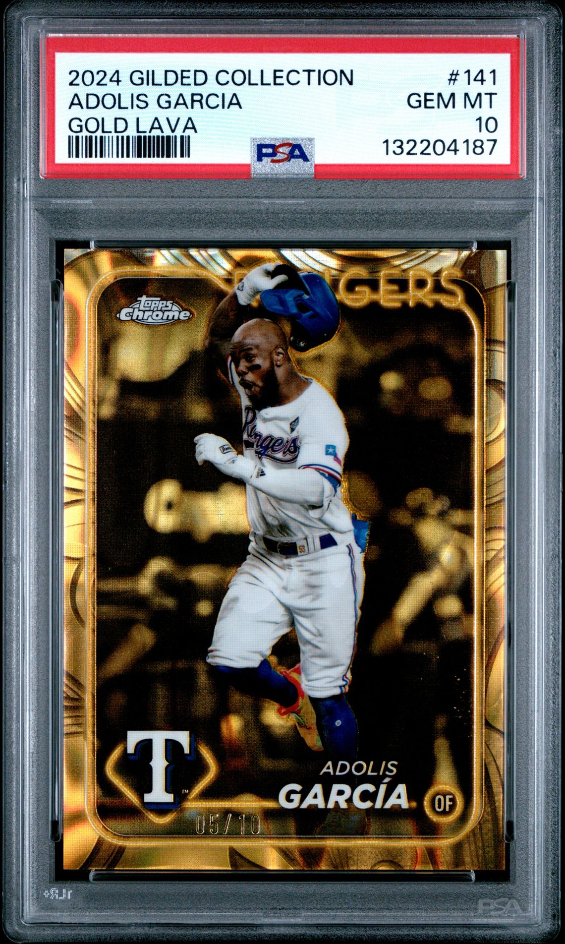 2024 Topps Gilded Collection Adolis Garcia #141 (Gold Lava) Gem Mt 10 front