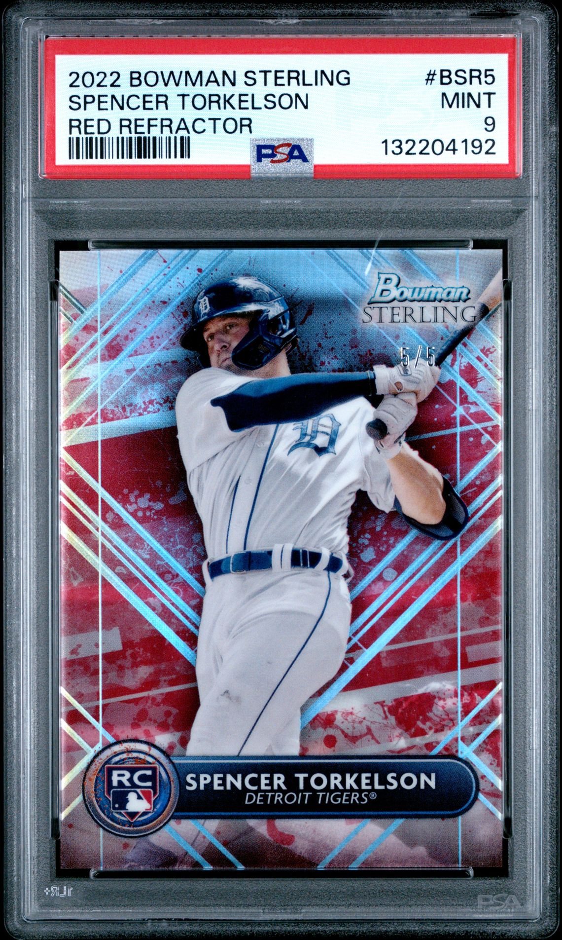2022 Bowman Sterling Spencer Torkelson #Bsr5 (Red Refractor) Mint 9 front