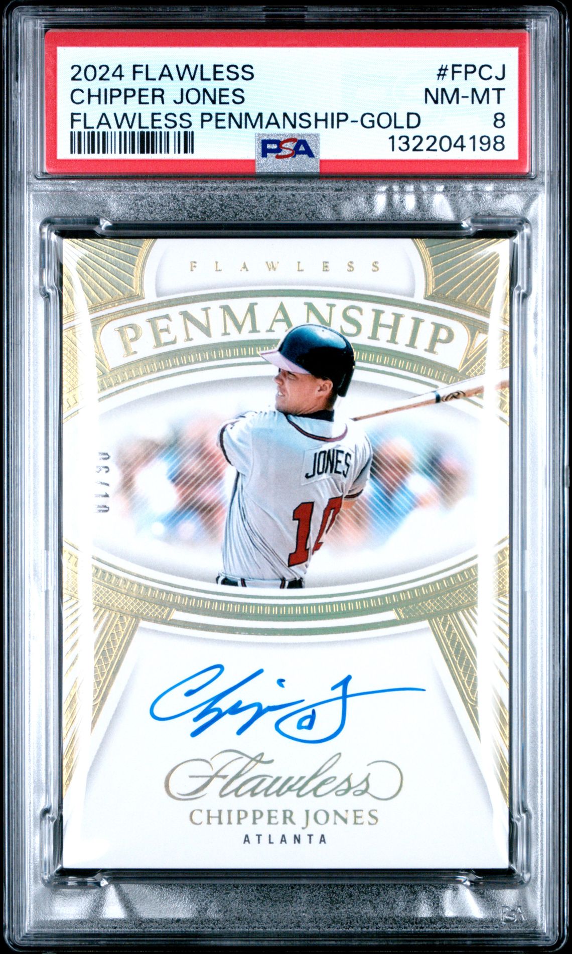 2024 Panini Flawless Flawless Penmanship Chipper Jones #Fpcj (Flawless Penmanship-Gold) Nm-Mt 8 front