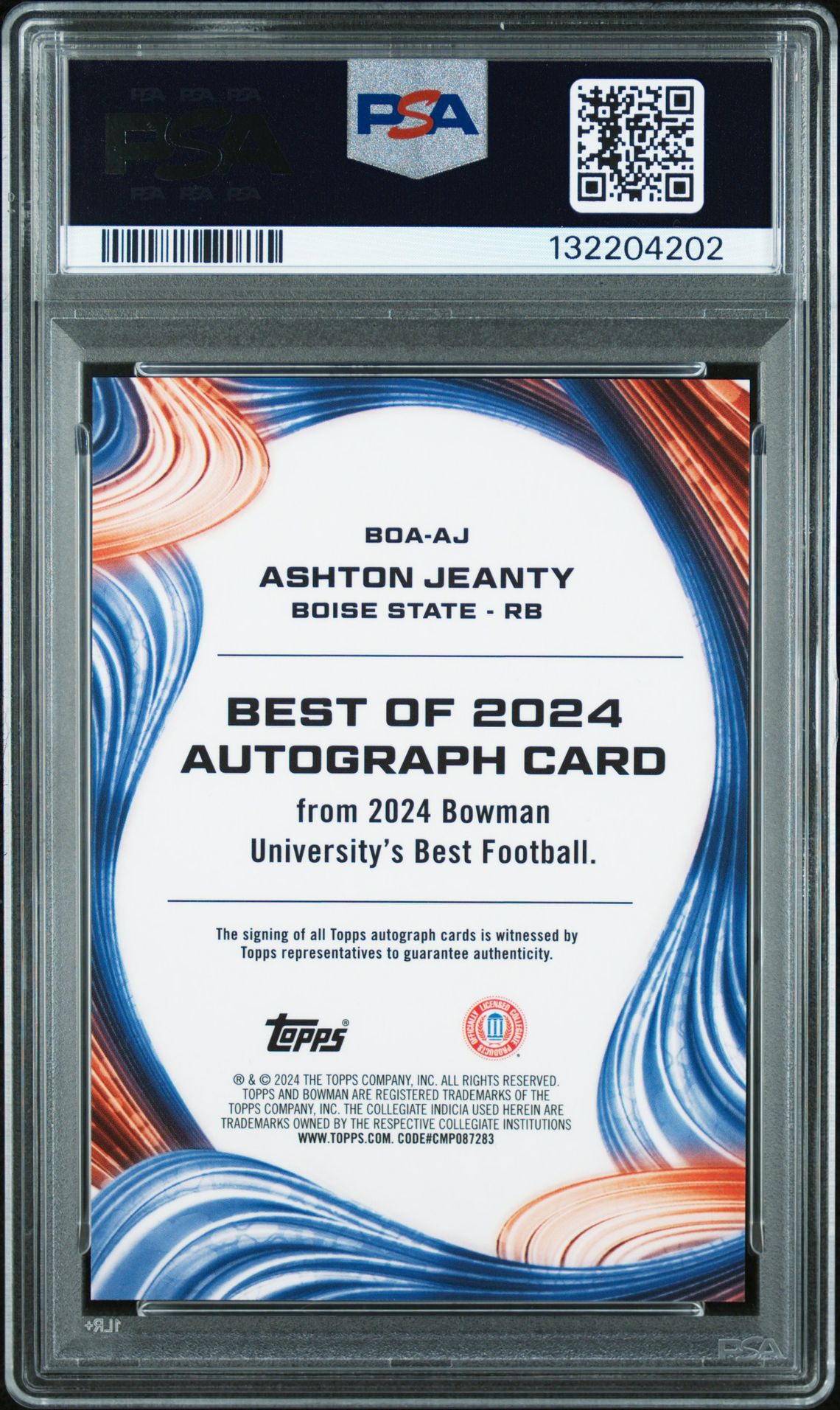 2024 Bowman Best University Best Of 2024 Autographs Ashton Jeanty #Aj Mint 9 back