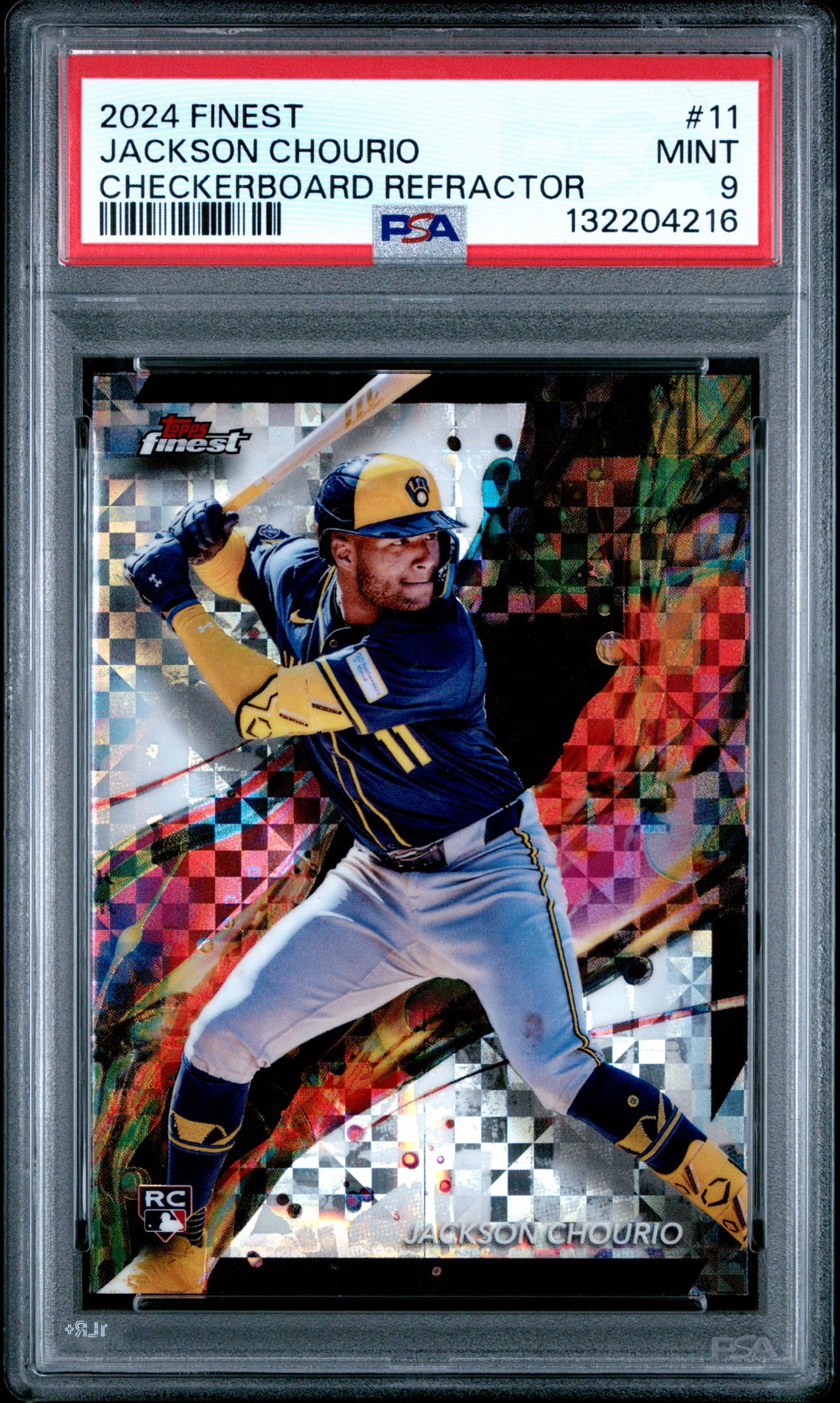 2024 Topps Finest Jackson Chourio #11 (Checkerboard Refractor) Mint 9 front