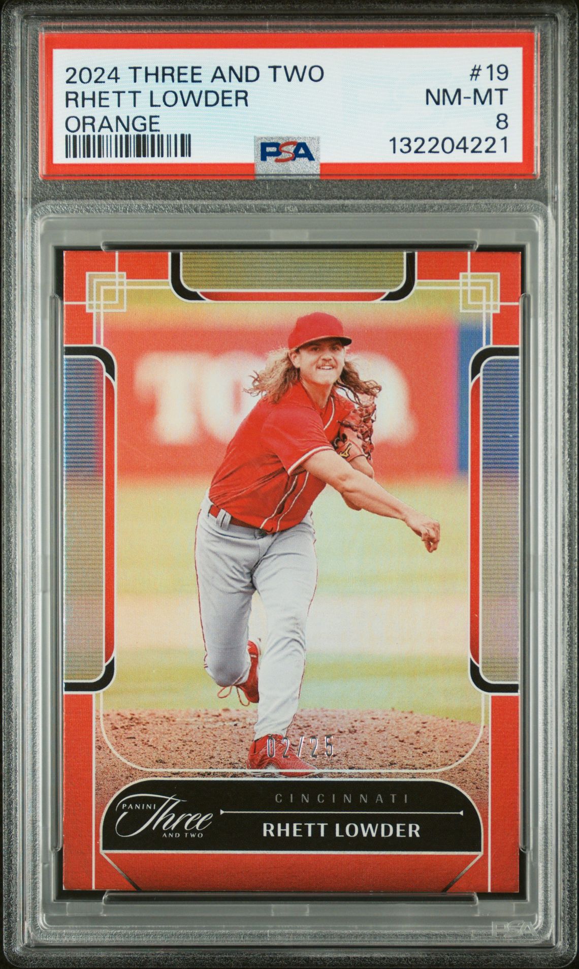 2024 Panini Three And Two Rhett Lowder #19 (Orange) Nm-Mt 8 front